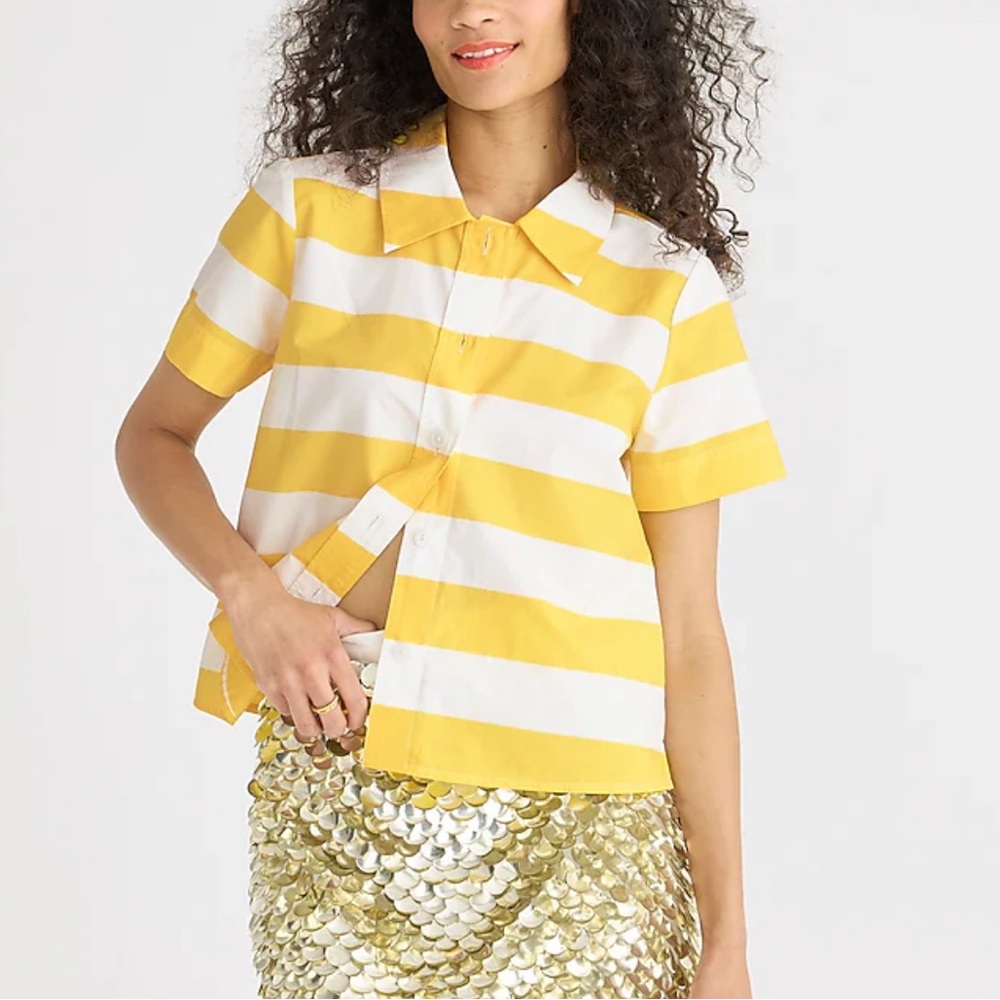 J. Crew Yellow and White Striped Button Down Shirt